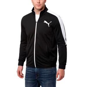 Puma Mens Black White Contrast Long Sleeve Pocket Full Zip Track Jacket XL $75
